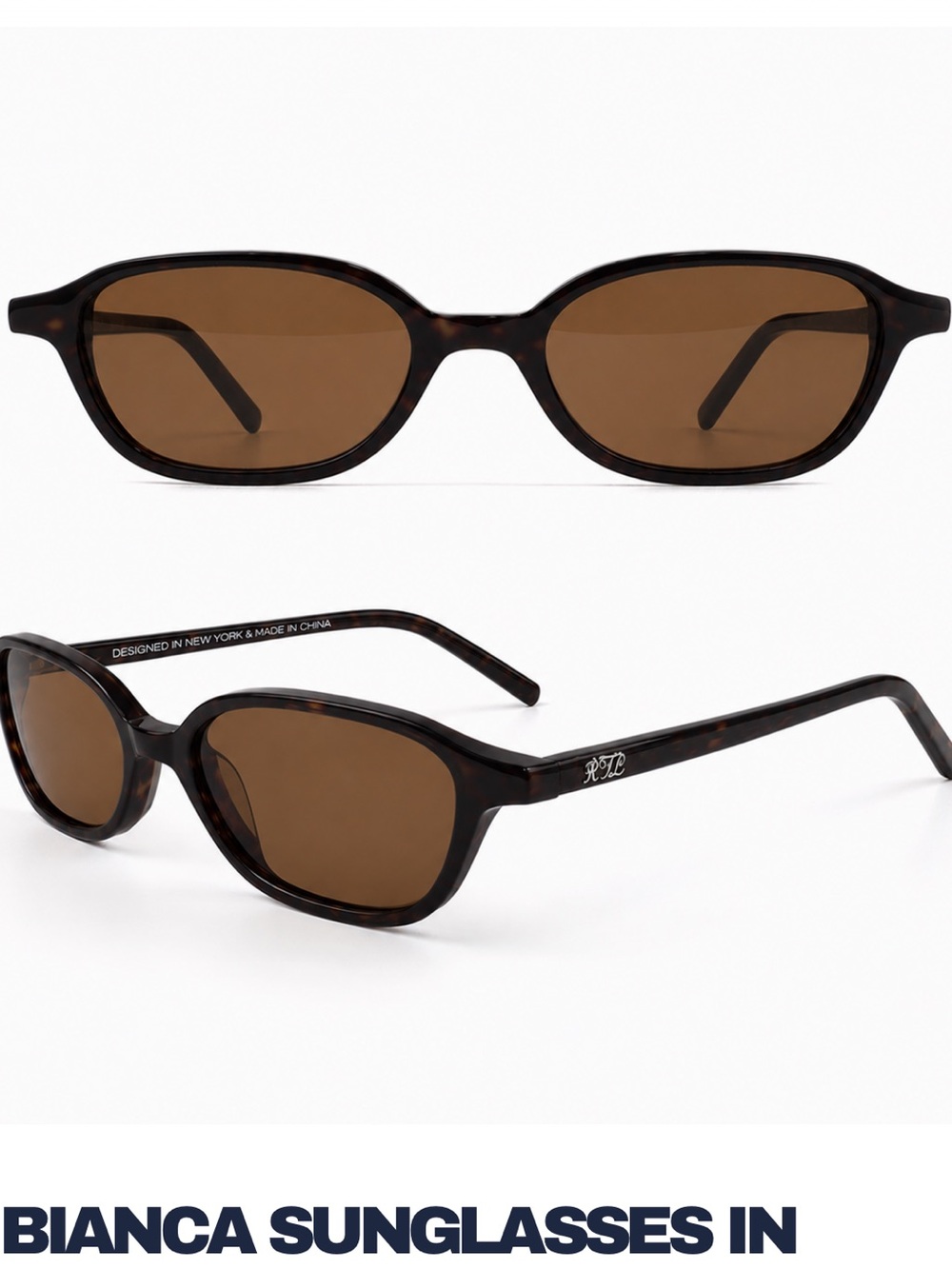 Reilly the Label Bianca Sunglasses in brown with green lenses